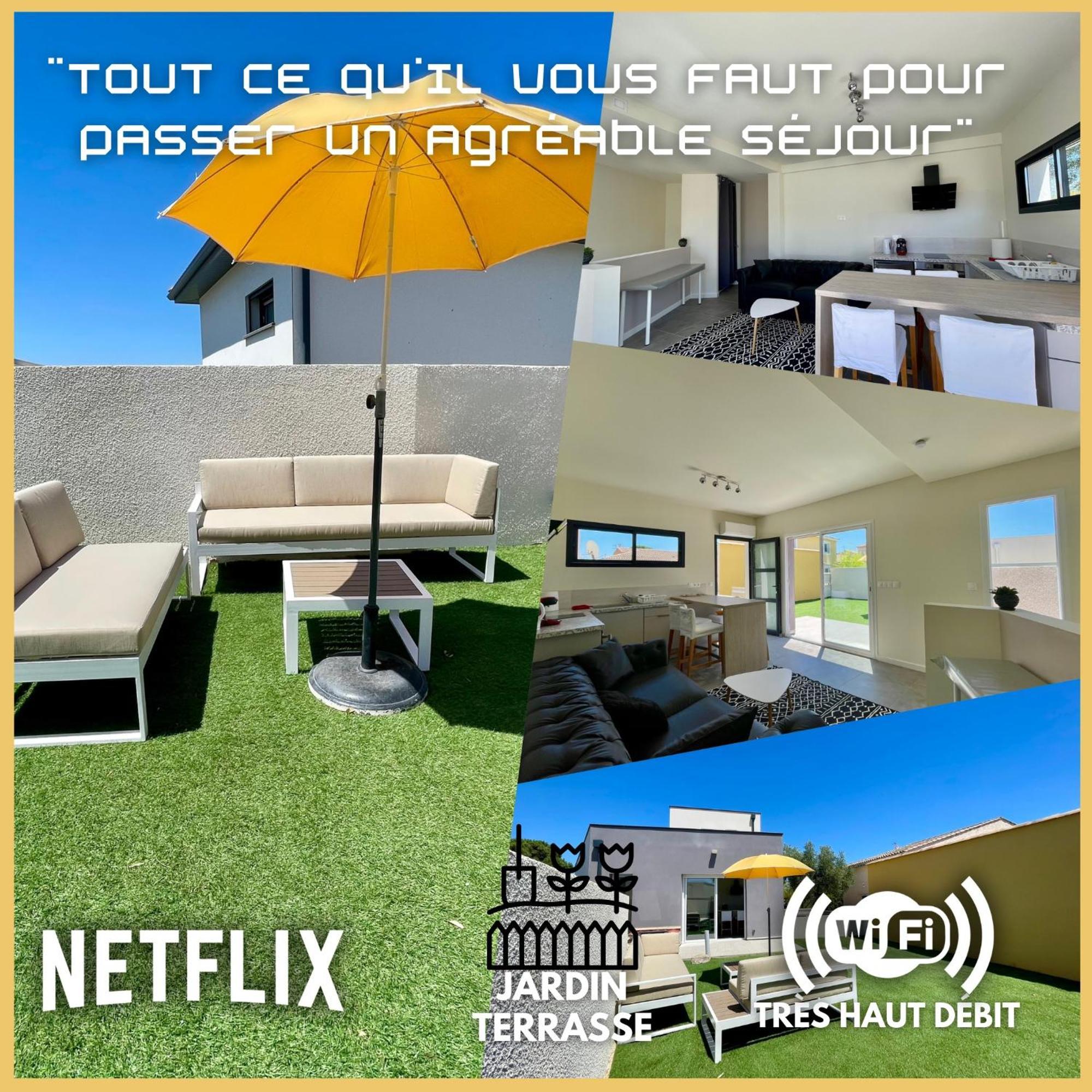 Appartement Souplex Jardin Proche Autoroute, Plages Et Attractions, Wifi - Tv, Calme Bessan Exterior photo